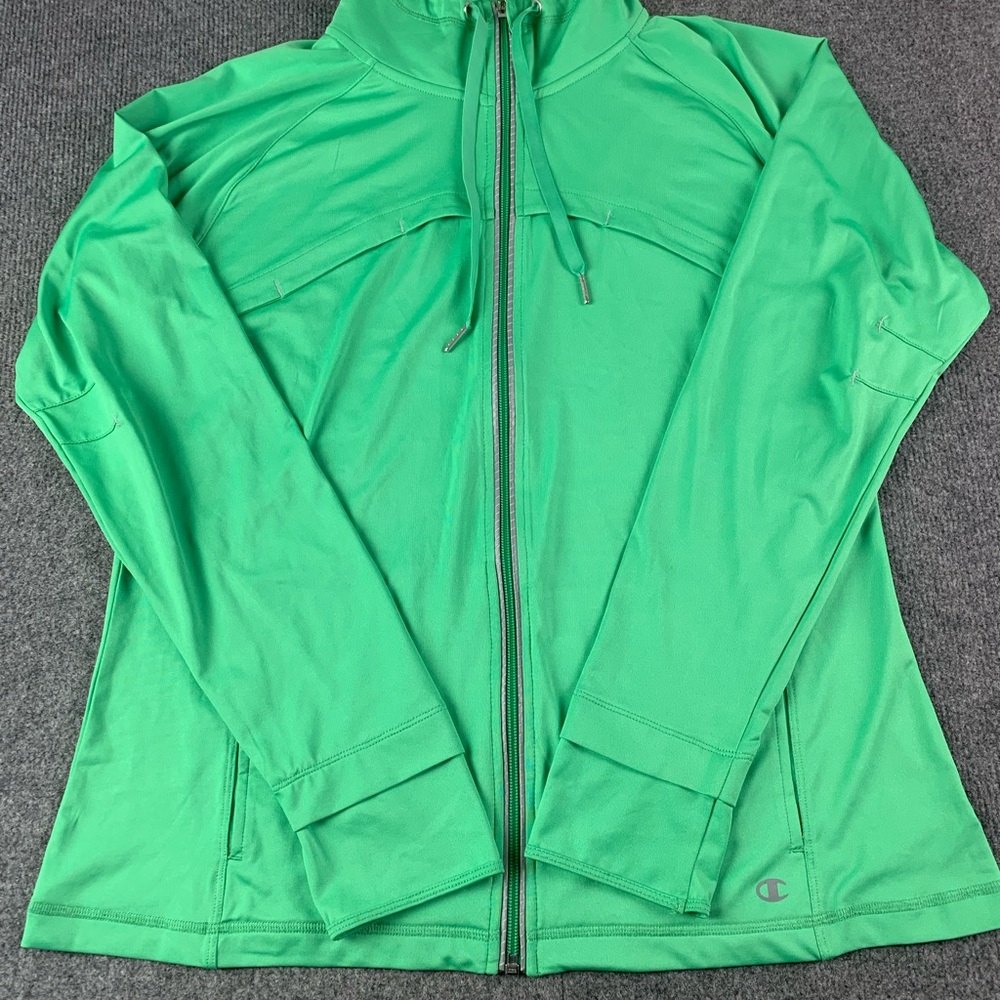 Champion Women’s Full Zip Long Sleeve Thumb Hole Vented Jacket Size XL Green